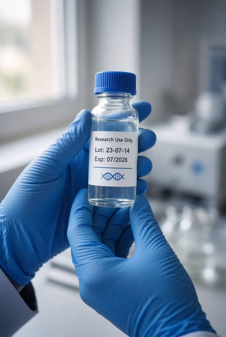 Research vial held in lab