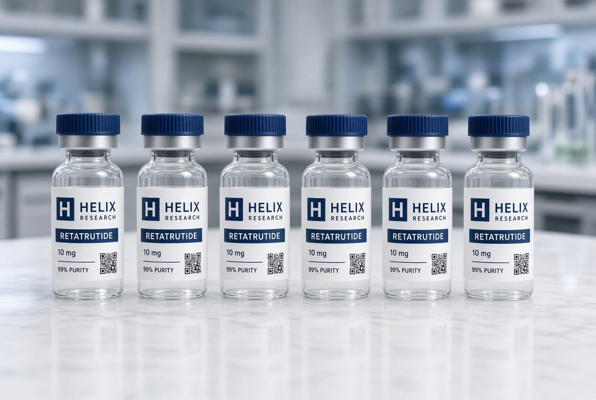 Research vials in a row